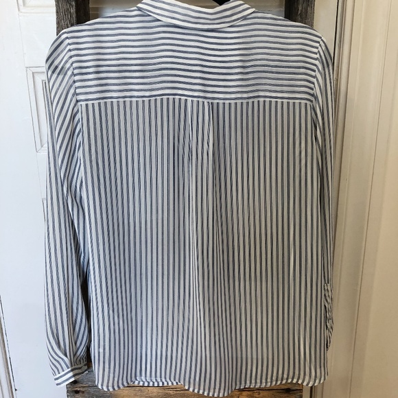 SMART SET Blue & White Striped Button Down Blouse - Picture 6 of 9